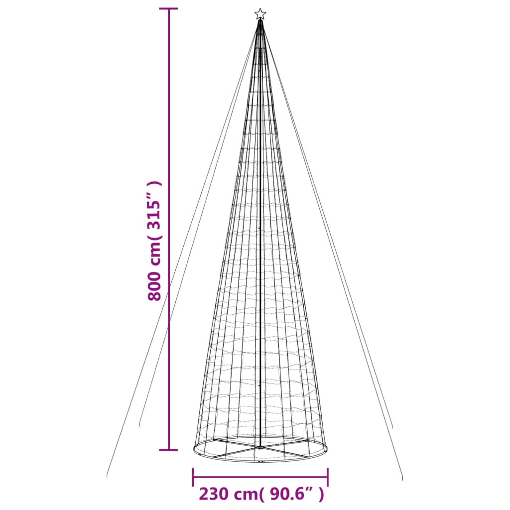 Christmas Tree Light Cone 3020 LEDs Warm White 800 cm