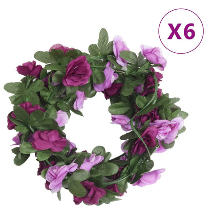 Christmas Flower Garlands 6 pcs Spring Light Purple 250 cm