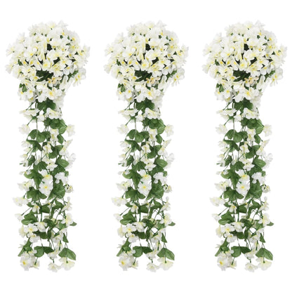 Christmas Flower Garlands 3 pcs White 85 cm