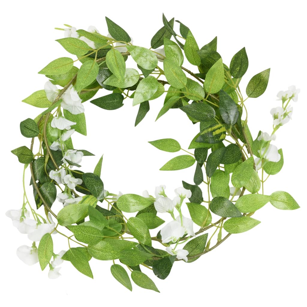 Christmas Flower Garlands 6 pcs White 200 cm