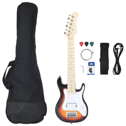 Electric Guitar for Kids with Bag Brown and White 3/4 30"