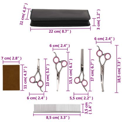 5 Piece Dog Grooming Scissors Set Stainless Steel