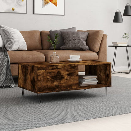 Coffee Table Smoked Oak 90x50x36.5 cm Engineered Wood