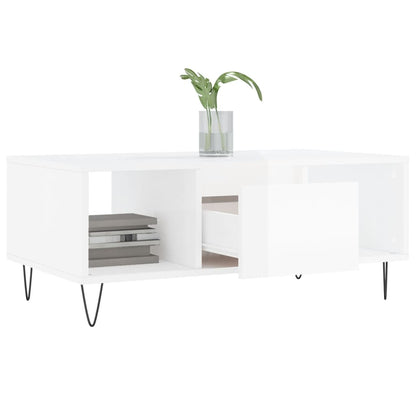 Coffee Table High Gloss White 90x50x36.5 cm Engineered Wood