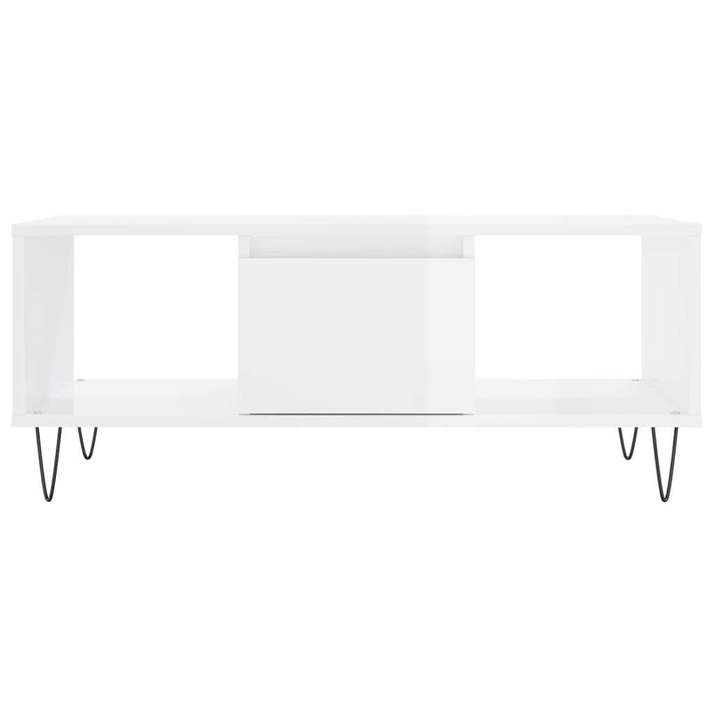 Coffee Table High Gloss White 90x50x36.5 cm Engineered Wood