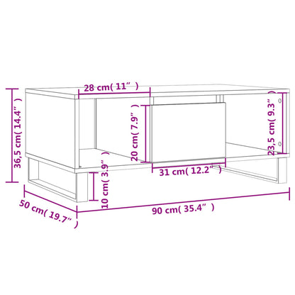 Coffee Table White 90x50x36.5 cm Engineered Wood