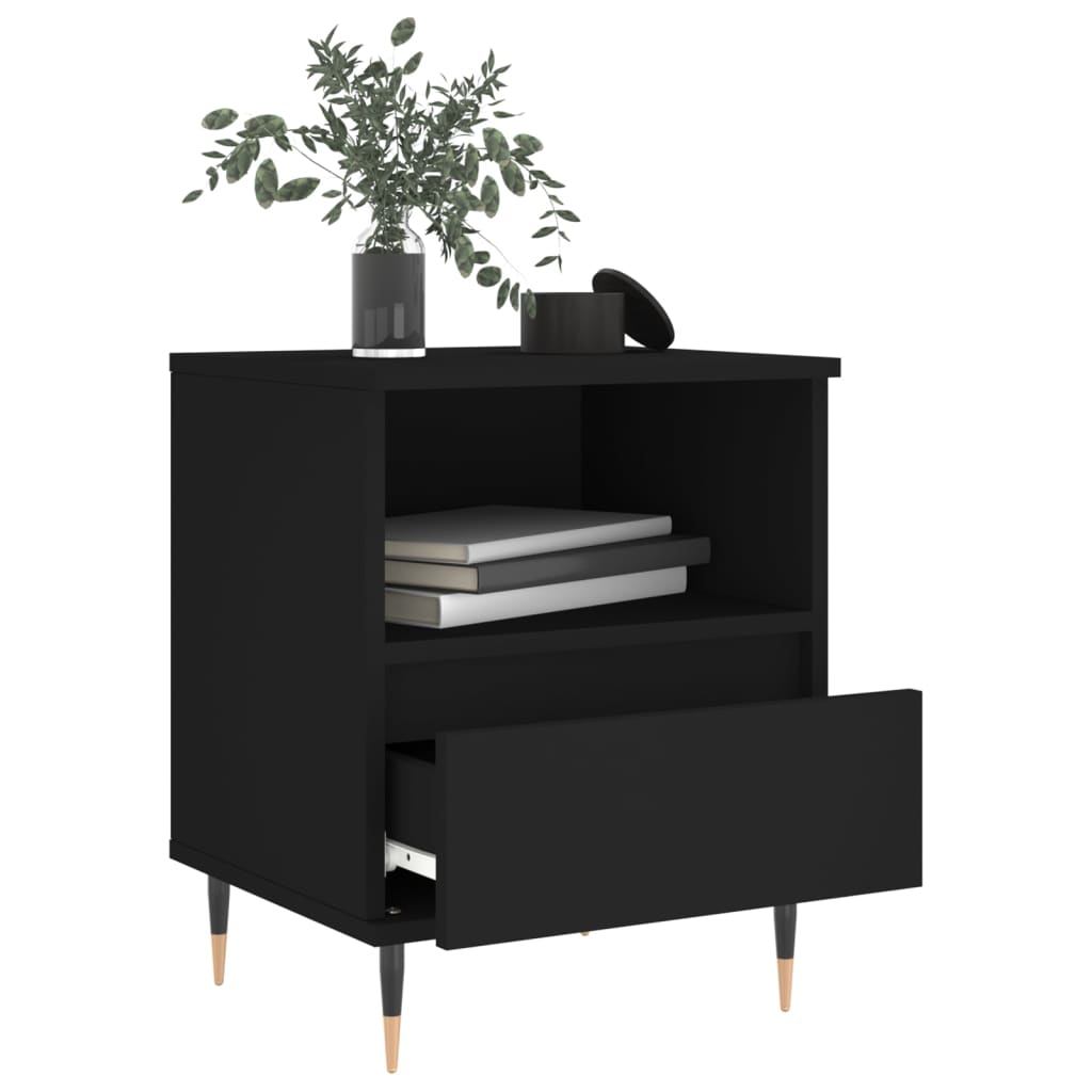 Bedside Cabinets 2 pcs Black 40x35x50 cm Engineered Wood