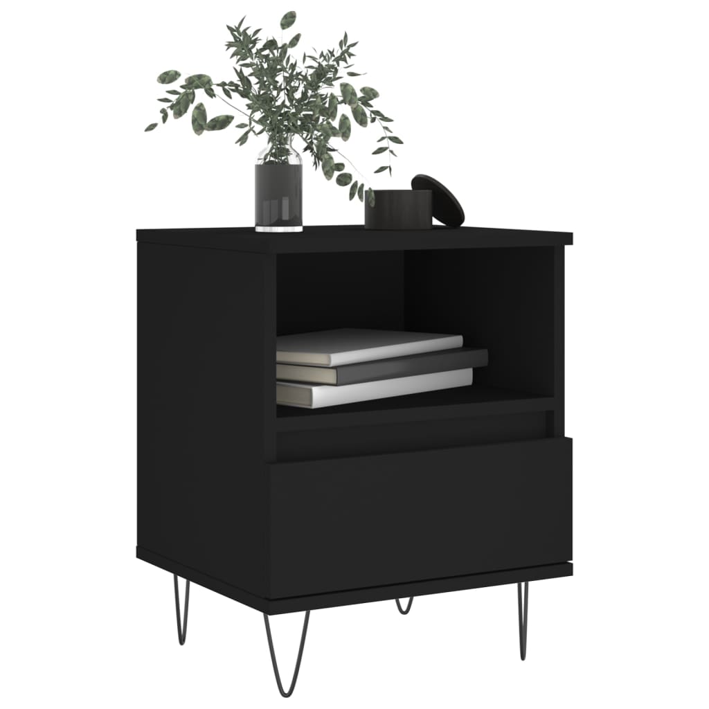 Bedside Cabinets 2 pcs Black 40x35x50 cm Engineered Wood