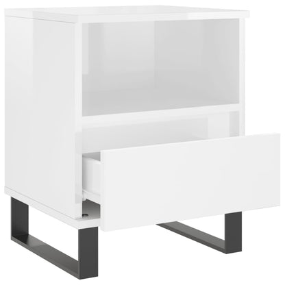 Bedside Cabinets 2 pcs High Gloss White 40x35x50 cm Engineered Wood