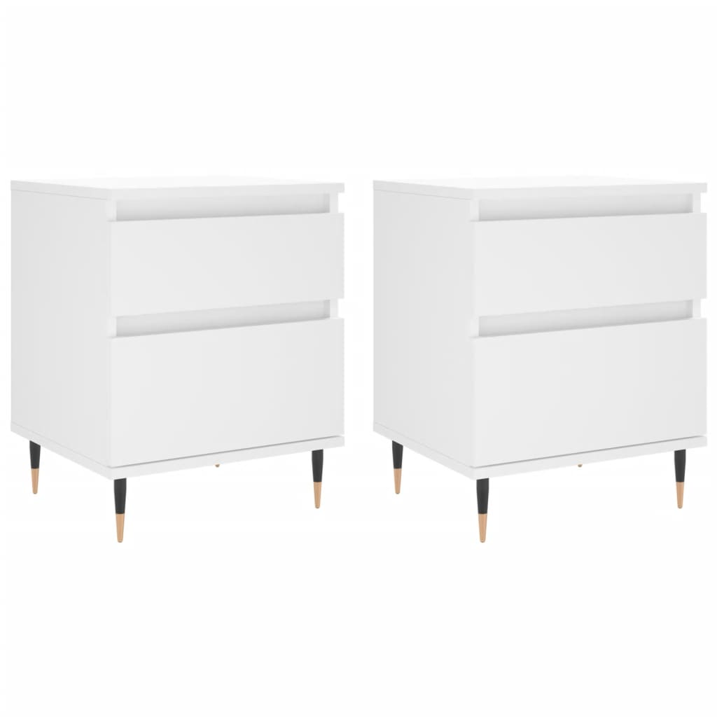 Bedside Cabinets 2 pcs White 40x35x50 cm Engineered Wood