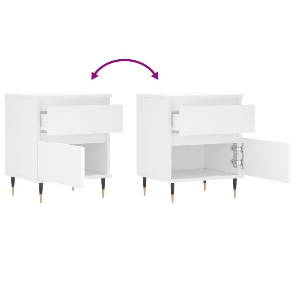 Bedside Cabinets 2 pcs White 40x35x50 cm Engineered Wood