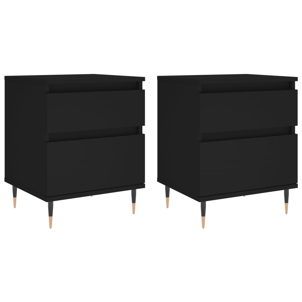 Bedside Cabinets 2 pcs Black 40x35x50 cm Engineered Wood