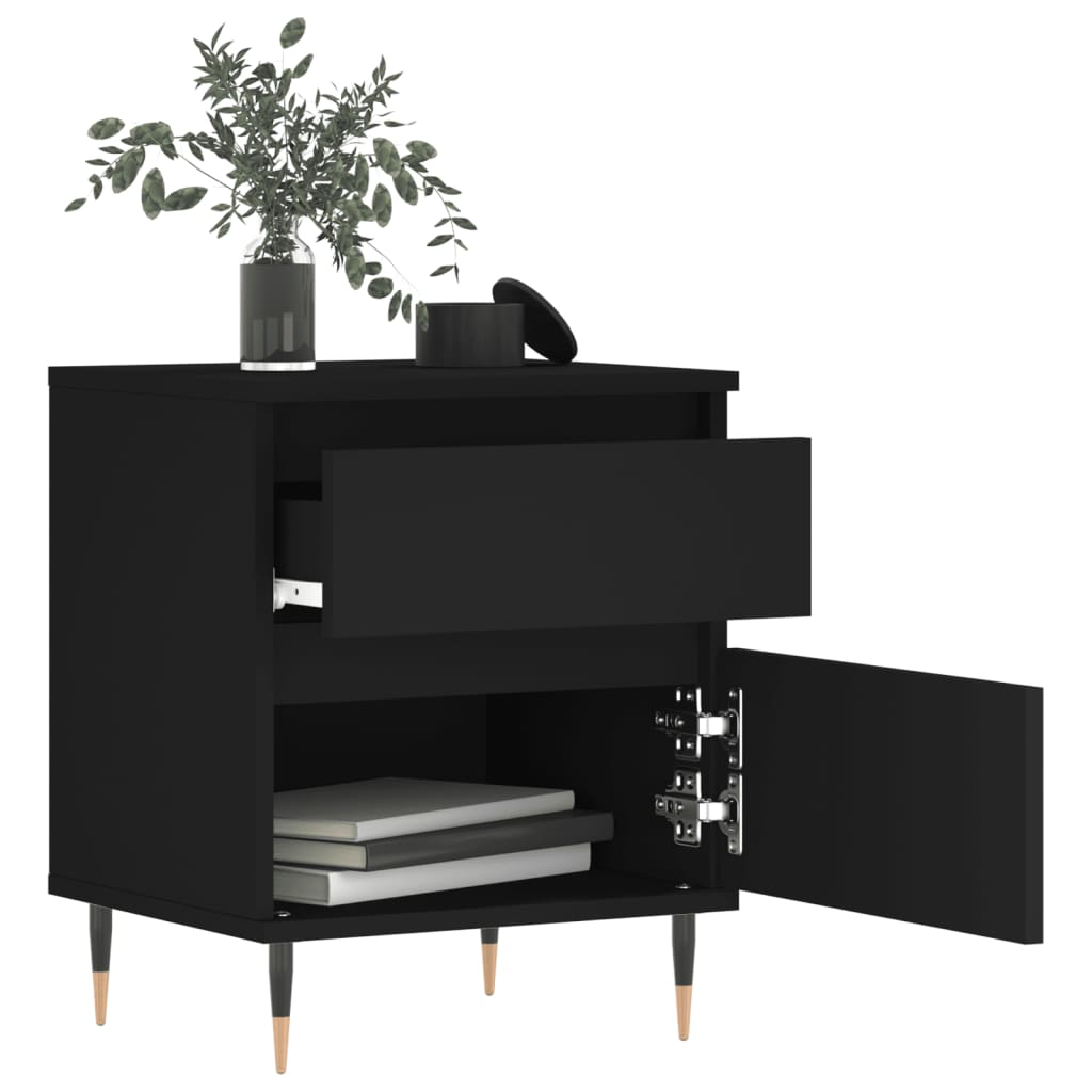 Bedside Cabinets 2 pcs Black 40x35x50 cm Engineered Wood