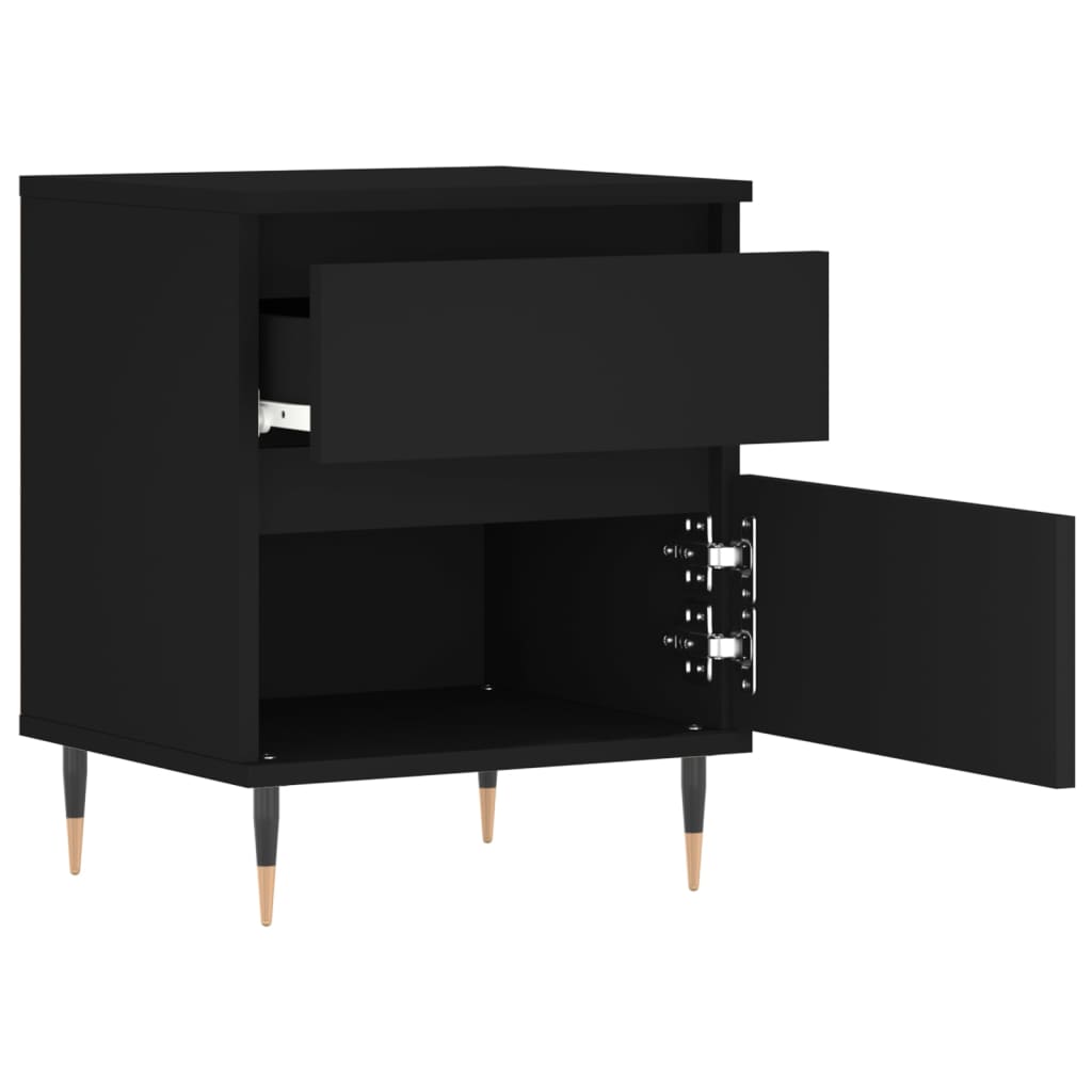 Bedside Cabinets 2 pcs Black 40x35x50 cm Engineered Wood