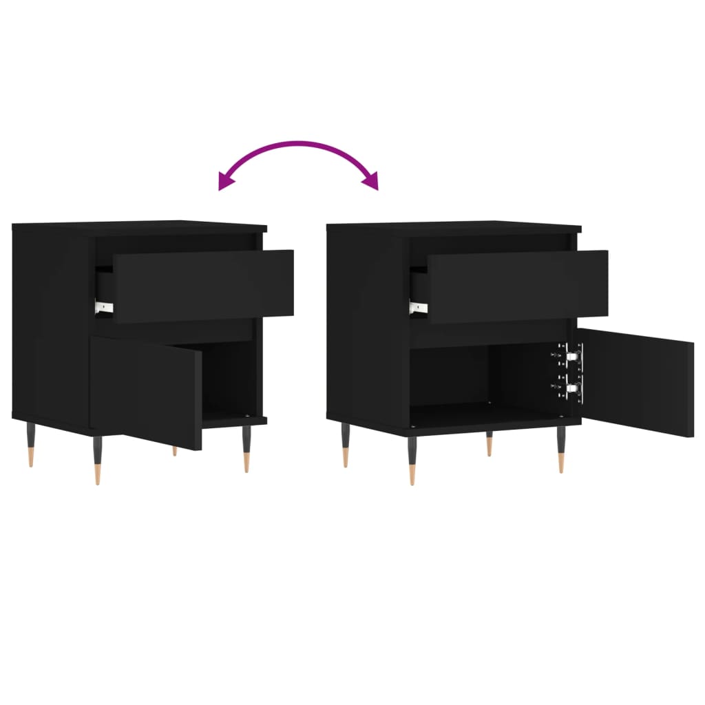 Bedside Cabinets 2 pcs Black 40x35x50 cm Engineered Wood