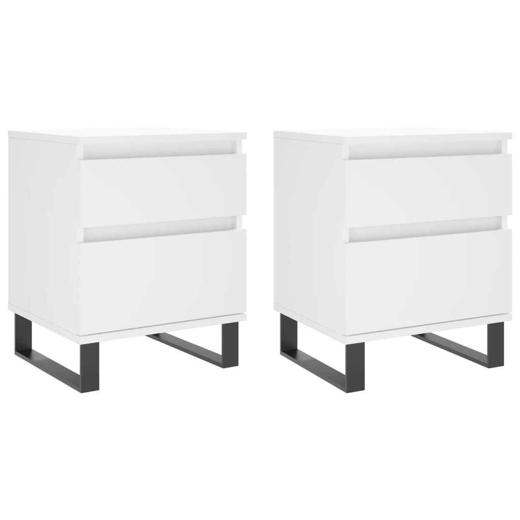 Bedside Cabinets 2 pcs White 40x35x50 cm Engineered Wood