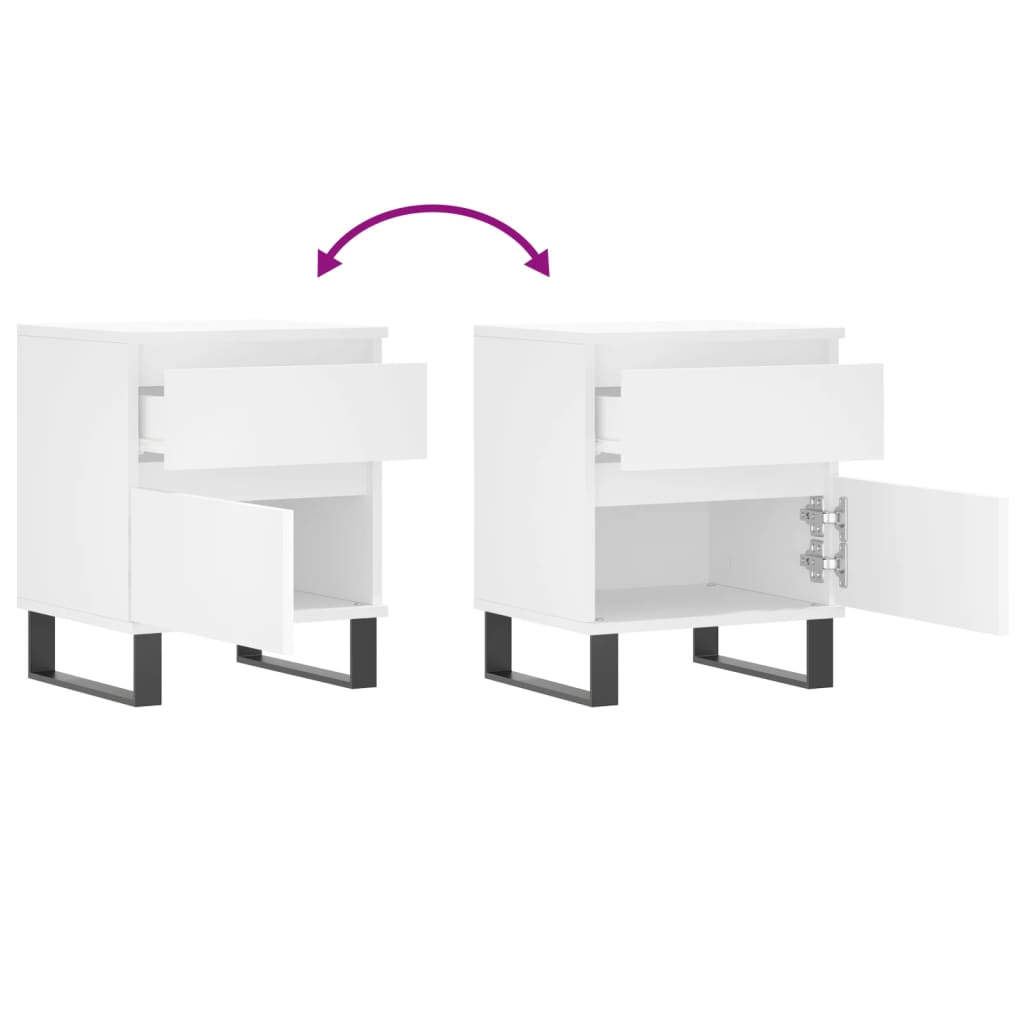 Bedside Cabinets 2 pcs White 40x35x50 cm Engineered Wood