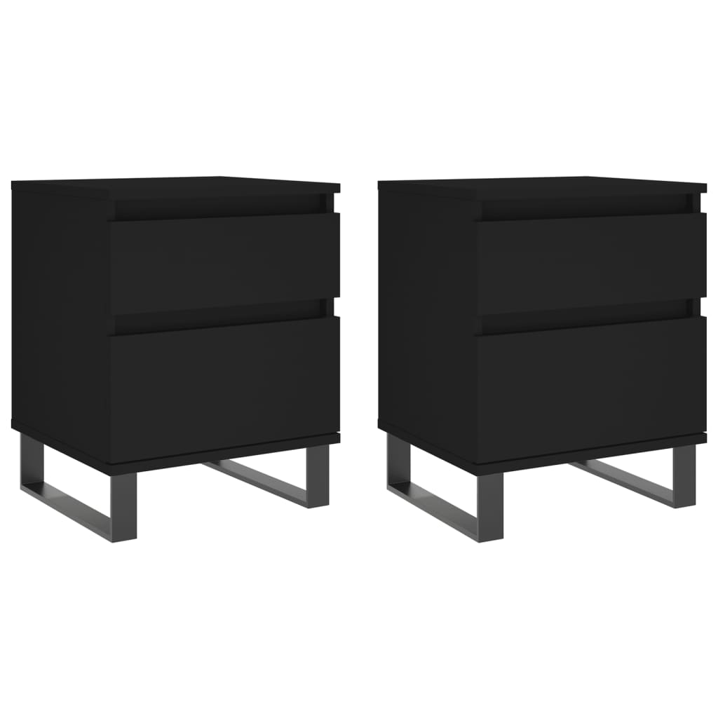 Bedside Cabinets 2 pcs Black 40x35x50 cm Engineered Wood