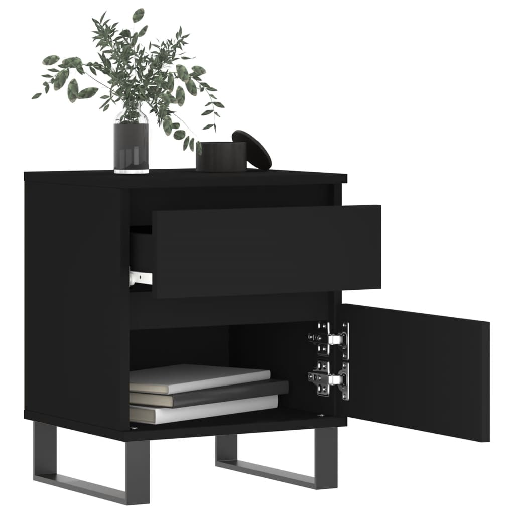 Bedside Cabinets 2 pcs Black 40x35x50 cm Engineered Wood