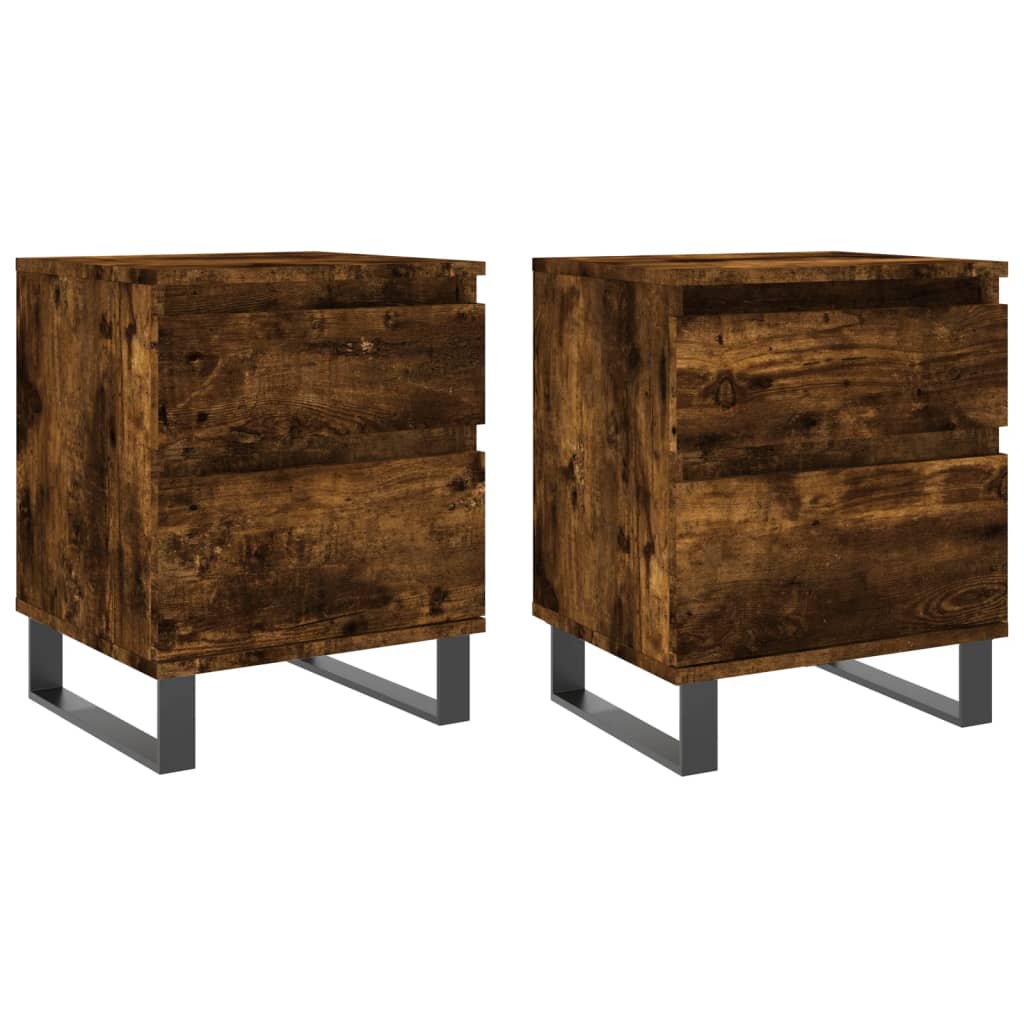 Bedside Cabinets 2 pcs Smoked Oak 40x35x50 cm Engineered Wood