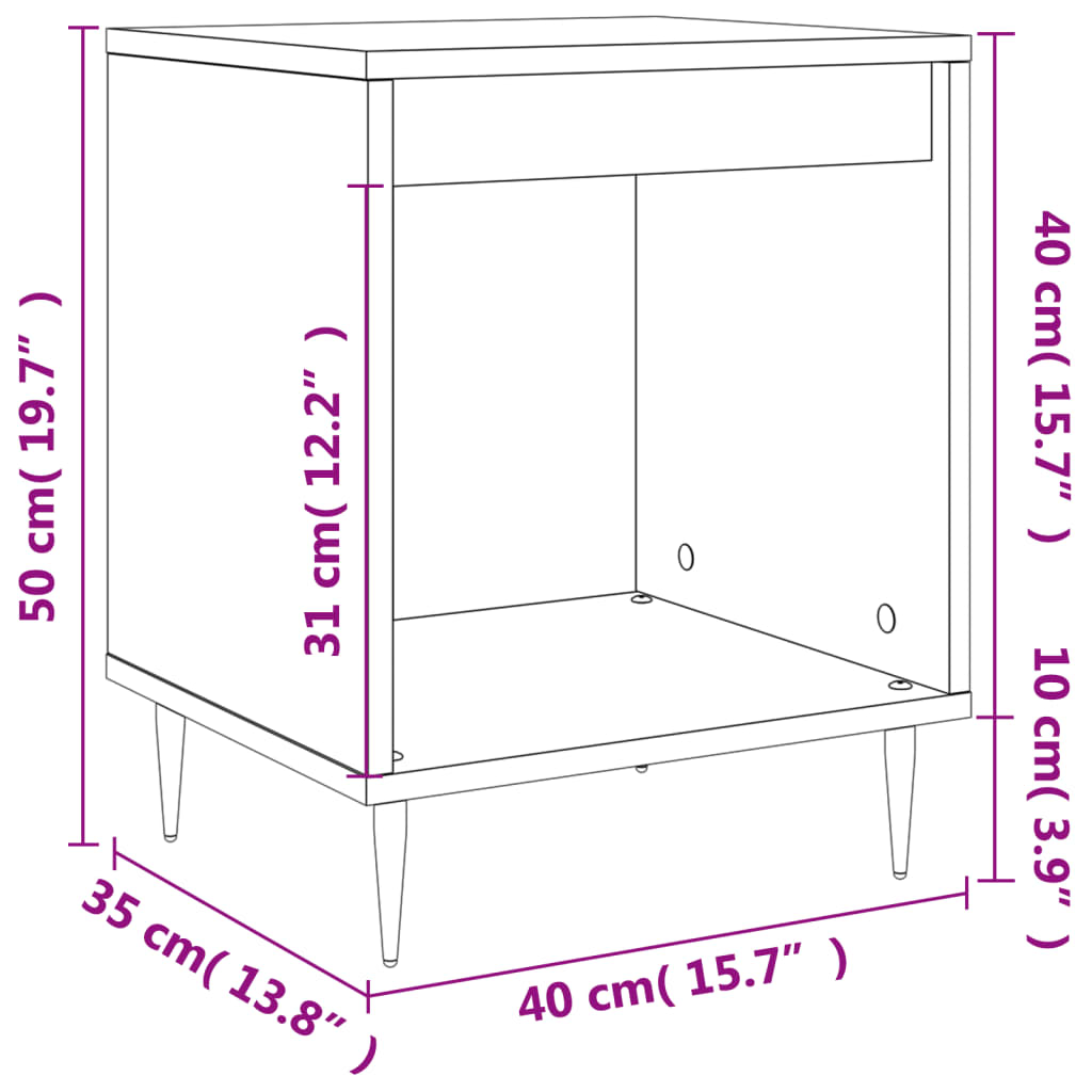 Bedside Cabinet White 40x35x50 cm Engineered Wood