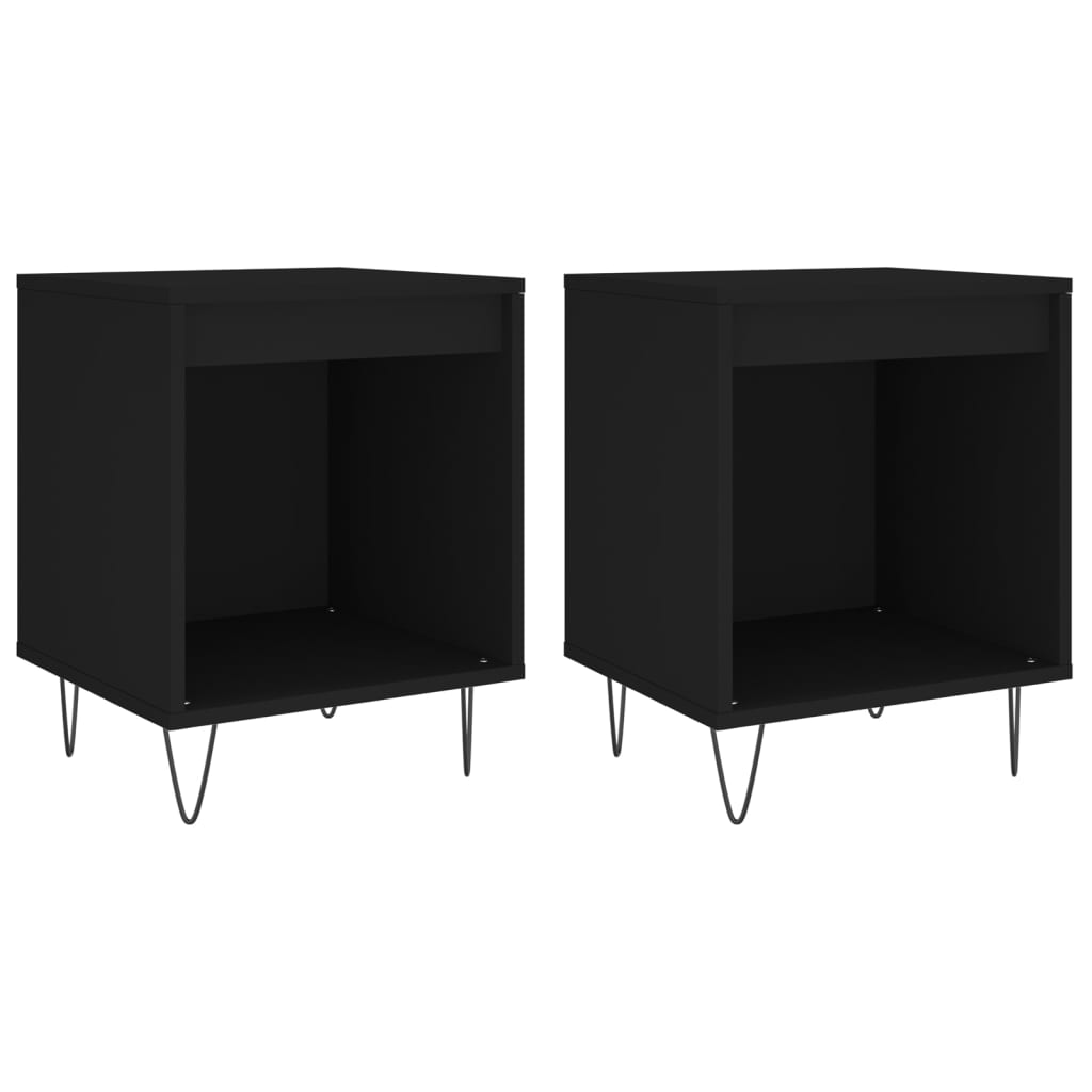 Bedside Cabinets 2 pcs Black 40x35x50 cm Engineered Wood