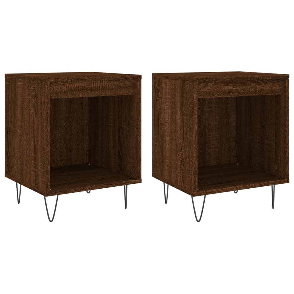 Bedside Cabinets 2 pcs Brown Oak 40x35x50 cm Engineered Wood