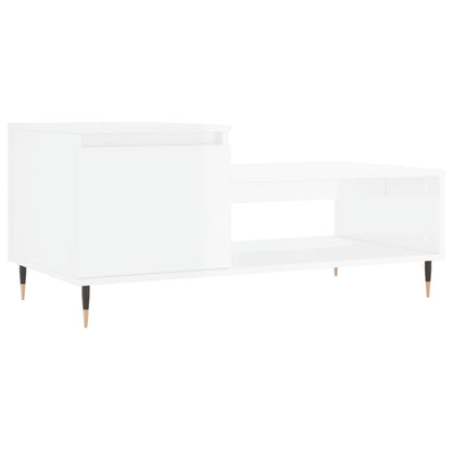 Coffee Table High Gloss White 100x50x45 cm Engineered Wood