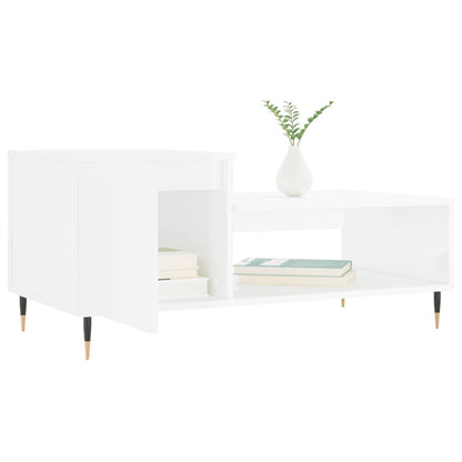 Coffee Table High Gloss White 100x50x45 cm Engineered Wood