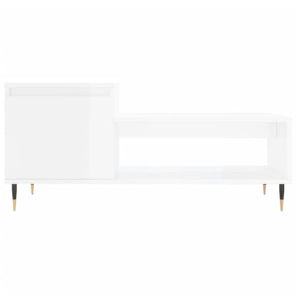 Coffee Table High Gloss White 100x50x45 cm Engineered Wood