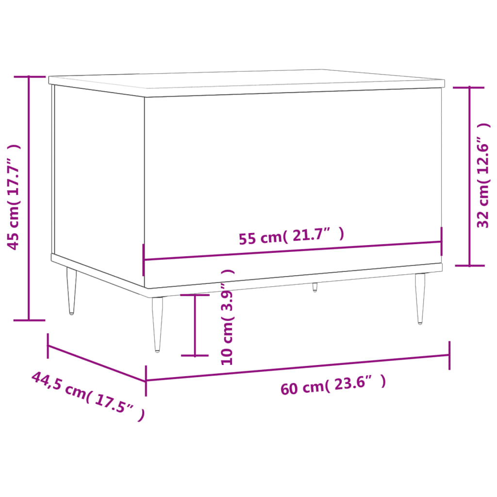 Coffee Table Brown Oak 60x44.5x45 cm Engineered Wood