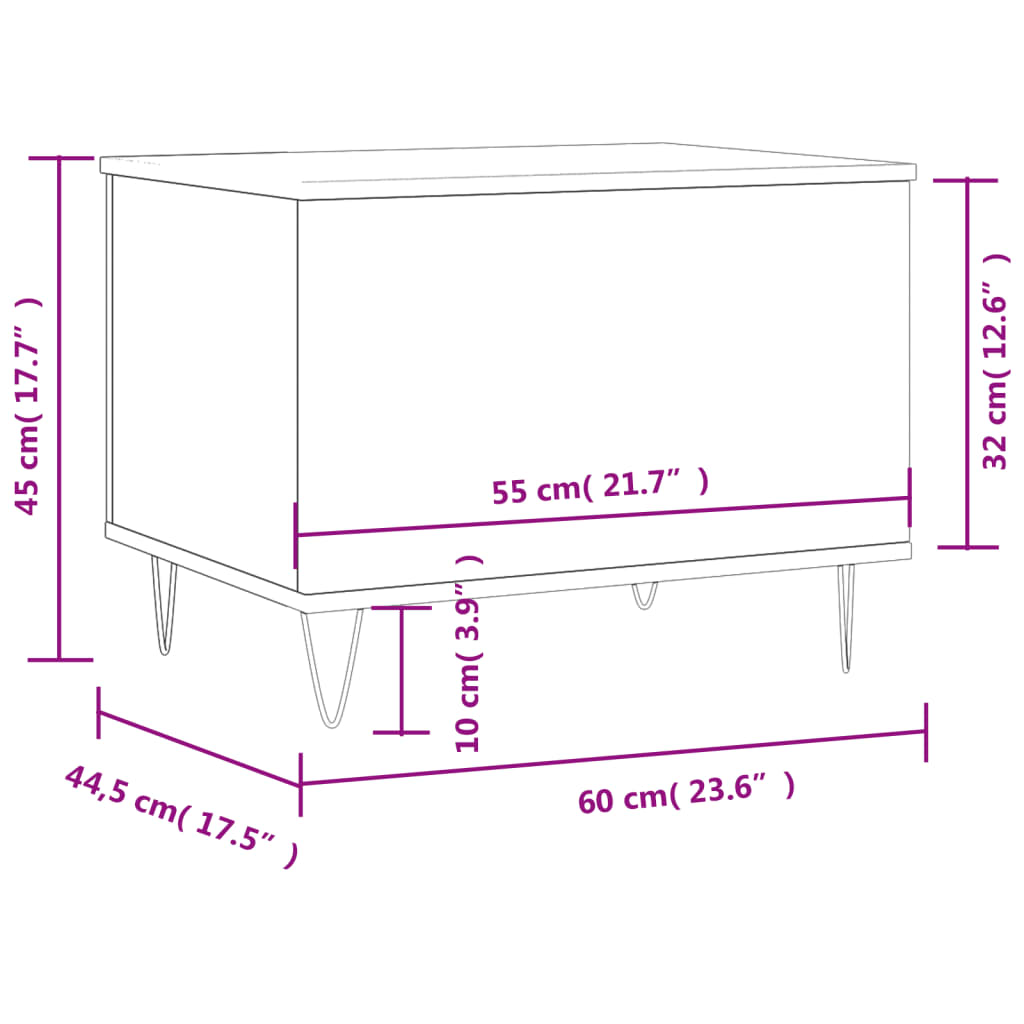 Coffee Table High Gloss White 60x44.5x45 cm Engineered Wood