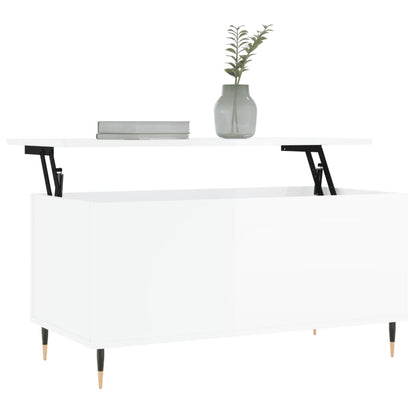 Coffee Table High Gloss White 90x44.5x45 cm Engineered Wood