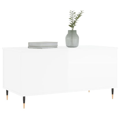 Coffee Table High Gloss White 90x44.5x45 cm Engineered Wood