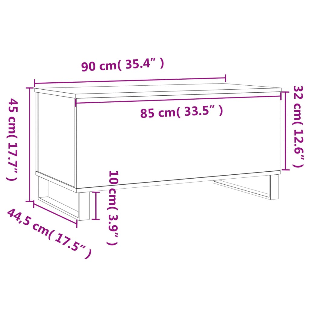 Coffee Table Grey Sonoma 90x44.5x45 cm Engineered Wood