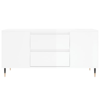 Coffee Table High Gloss White 102x44.5x50 cm Engineered Wood