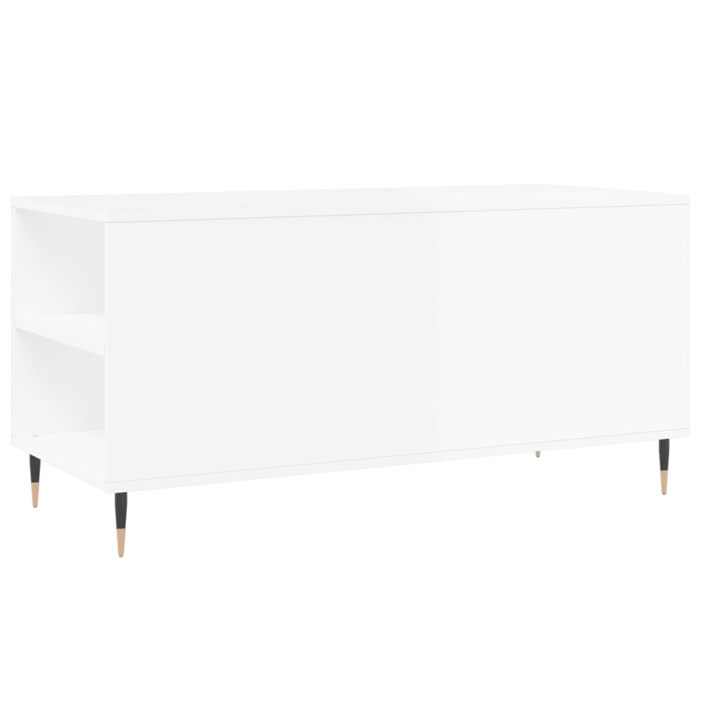 Coffee Table High Gloss White 102x44.5x50 cm Engineered Wood