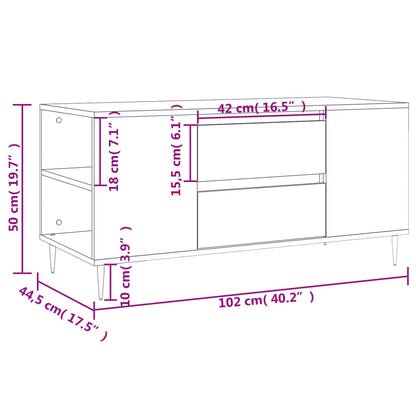 Coffee Table High Gloss White 102x44.5x50 cm Engineered Wood