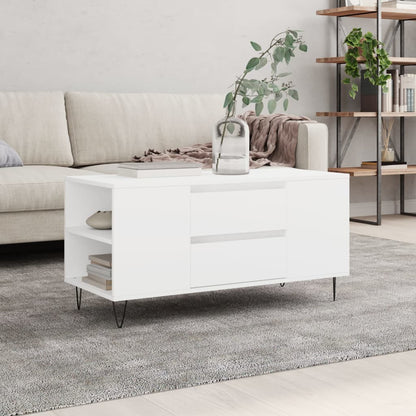 Coffee Table White 102x44.5x50 cm Engineered Wood