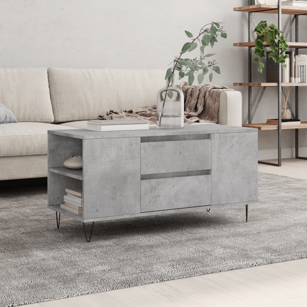 Coffee Table Concrete Grey 102x44.5x50 cm Engineered Wood