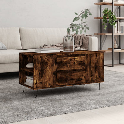 Coffee Table Smoked Oak 102x44.5x50 cm Engineered Wood