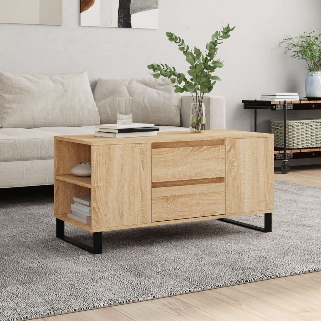 Coffee Table Sonoma Oak 102x44.5x50 cm Engineered Wood