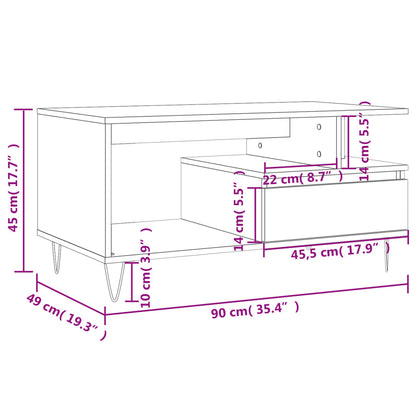 Coffee Table Grey Sonoma 90x49x45 cm Engineered Wood