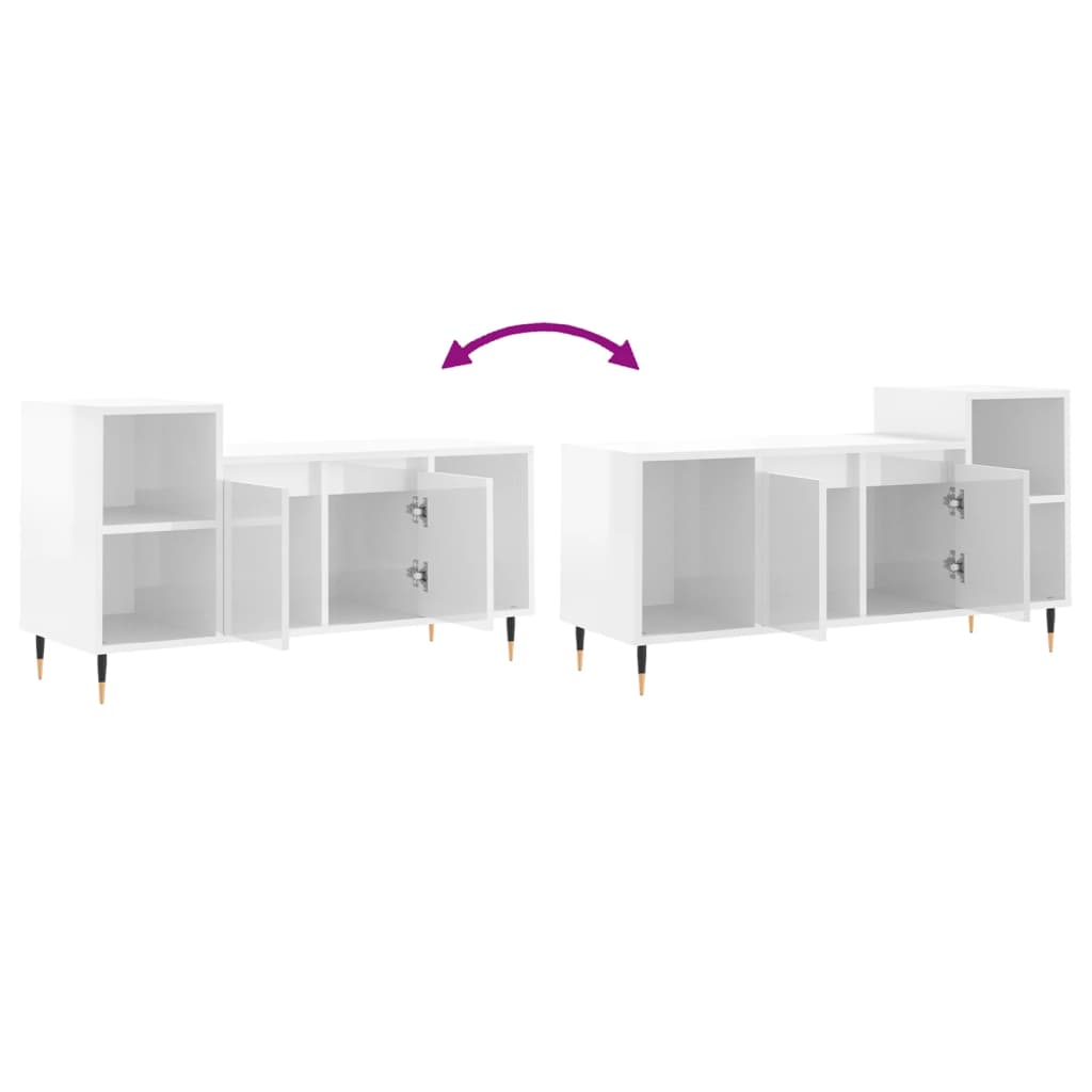 TV Cabinet High Gloss White 100x35x55 cm Engineered Wood