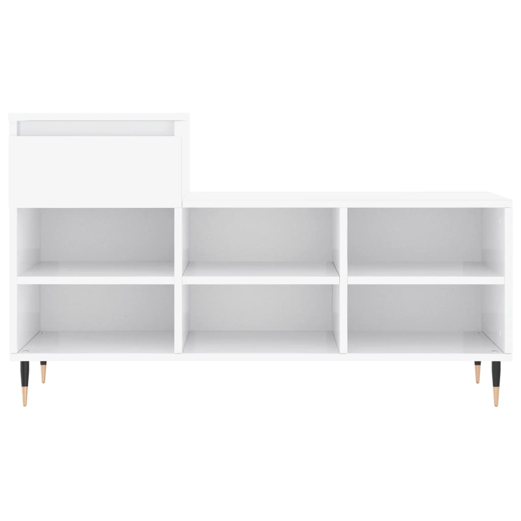 Shoe Cabinet High Gloss White 102x36x60 cm Engineered Wood