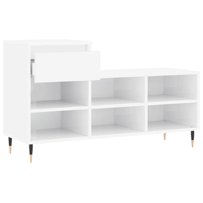 Shoe Cabinet High Gloss White 102x36x60 cm Engineered Wood