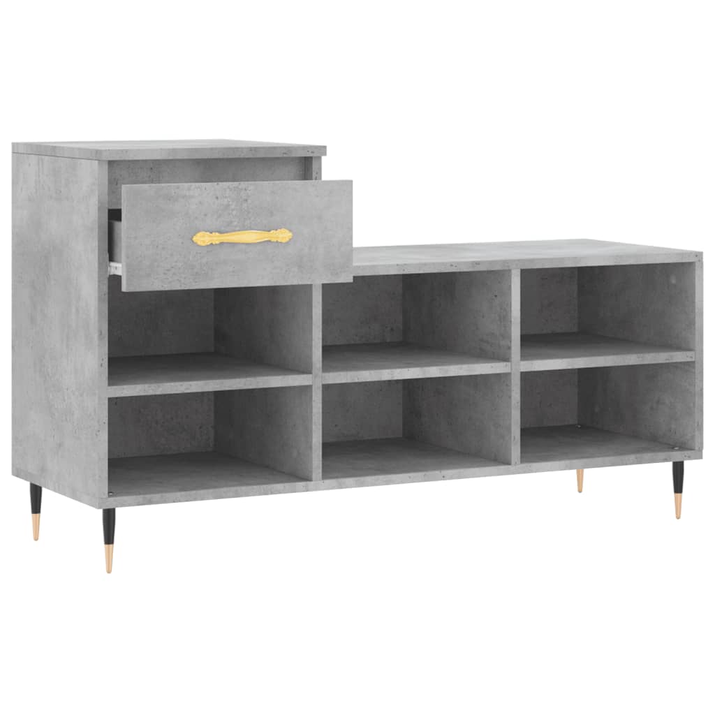 Shoe Cabinet Concrete Grey 102x36x60 cm Engineered Wood