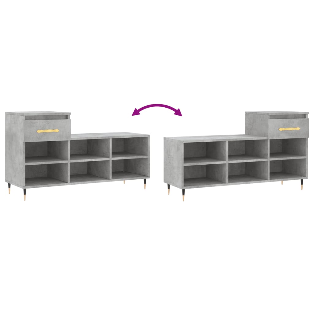 Shoe Cabinet Concrete Grey 102x36x60 cm Engineered Wood