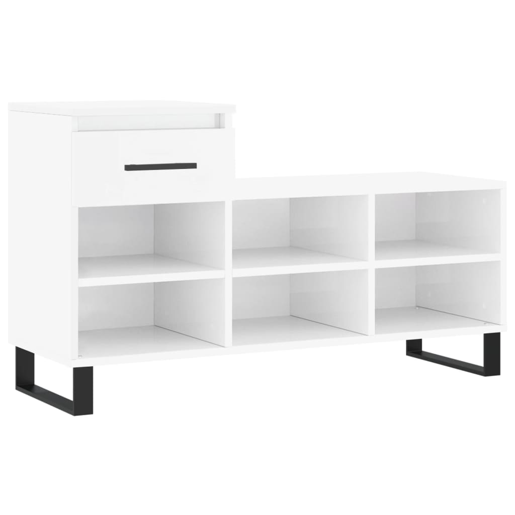 Shoe Cabinet High Gloss White 102x36x60 cm Engineered Wood