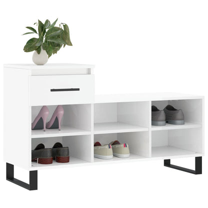 Shoe Cabinet High Gloss White 102x36x60 cm Engineered Wood